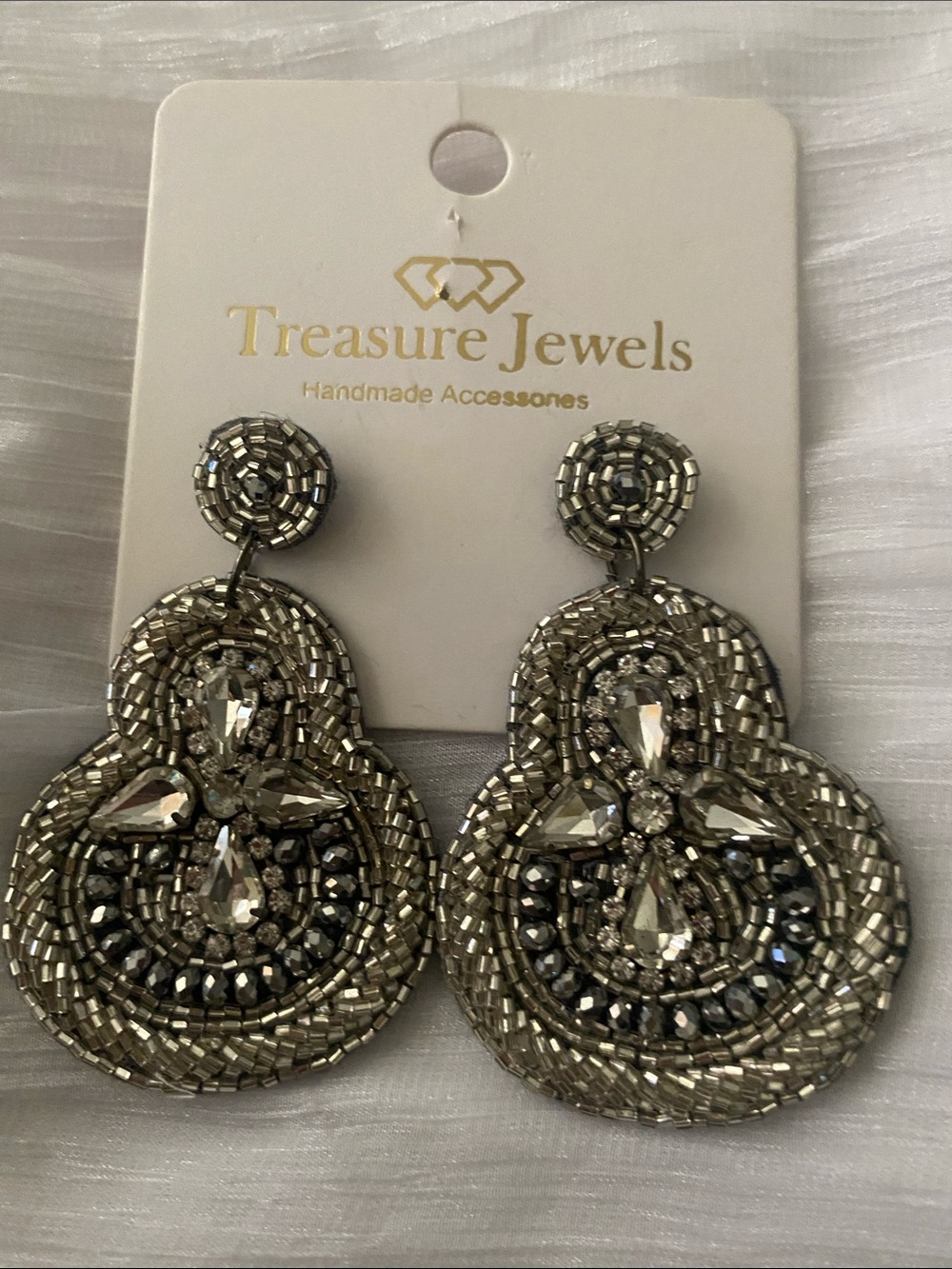 Treasure Jewels Silver Beaded Statement Drop Earrings